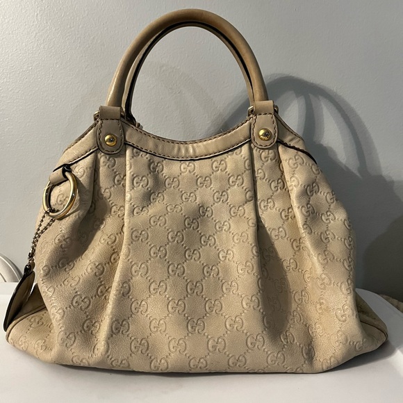 GUCCI Cream Leather Sukey Guccisima Tote Handbag 100% authentic guaranteed - Picture 7 of 17